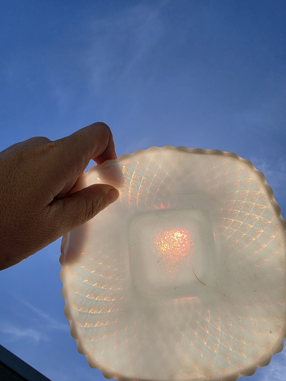 Vintage Milk Glass Dish - Scalloped Edge
